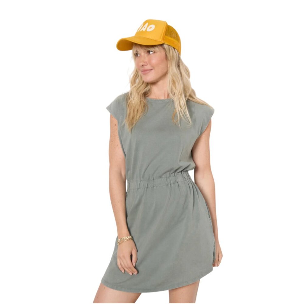 Z Supply Paxton Jersey Mini Dress Womens Small Green Crew Neck Cap Sleeve Cotton - Picture 3 of 14